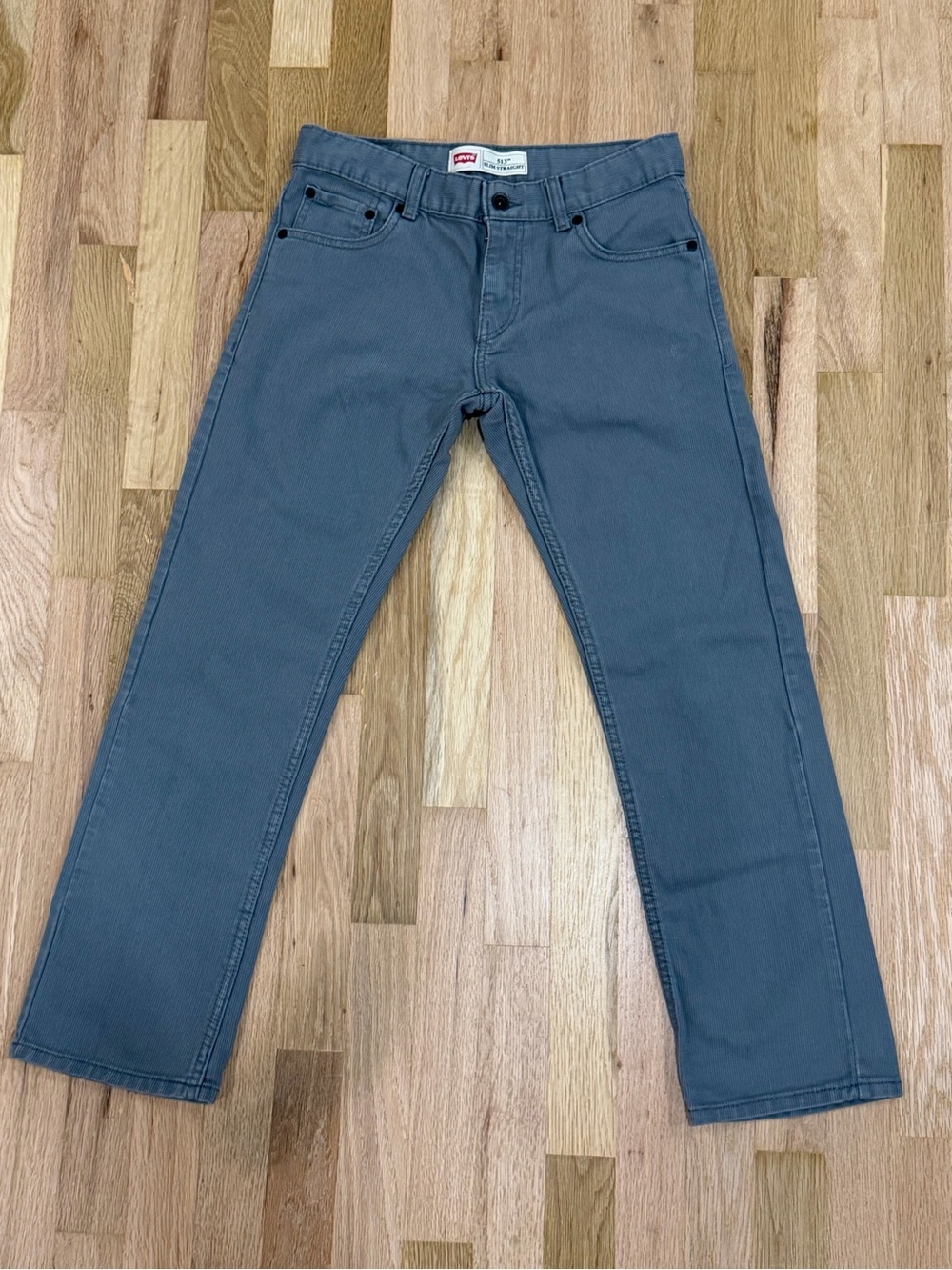 Levi’s 513 Boys Slim Straight Gray Corduroy Pants 14 27x27